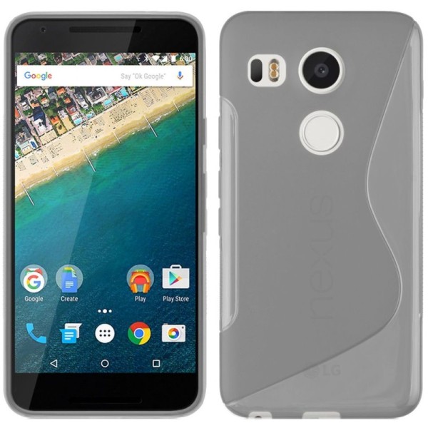 Kieto silikono (TPU) dėklas - skaidrus, pilkas (Nexus 5X)