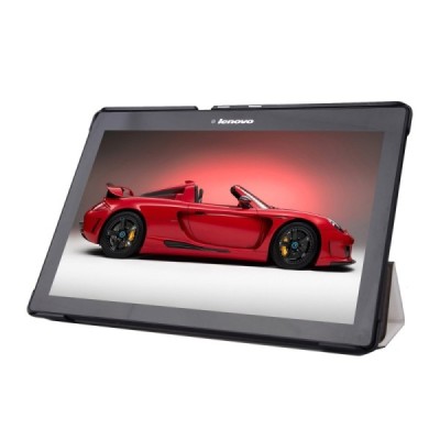 Lenovo Tab2 A10-70 10,1 atverčiamas baltas odinis dėklas (sulankstomas) / Priedai.lt