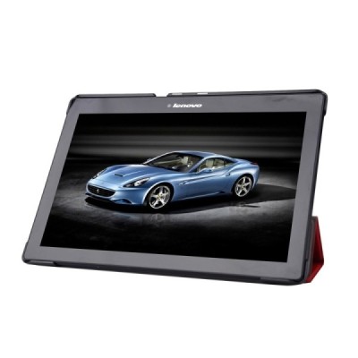 Lenovo Tab2 A10-70 10,1 atverčiamas raudonas odinis dėklas (sulankstomas) / Priedai.lt