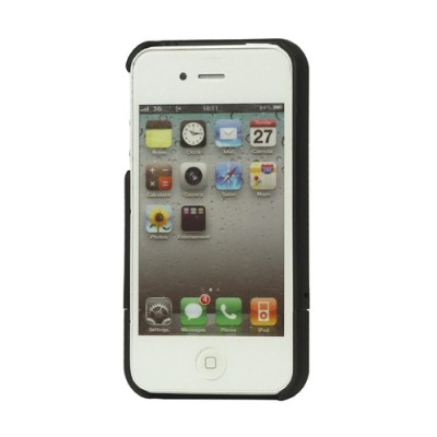 Juodos spalvos su metaline dalimi Apple iPhone 4, 4S dėklas - atidarytuvas (dėkliukas) / Priedai.lt