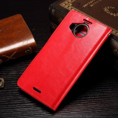 Microsoft Lumia 950 XL atvēramais ādas sarkans maciņš (maks) / Vacins.lv