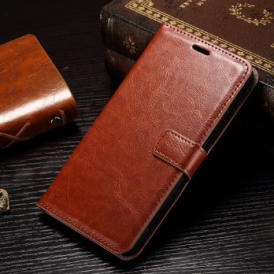 Microsoft Lumia 950 XL atvēramais ādas brūns maciņš (maks) / Vacins.lv