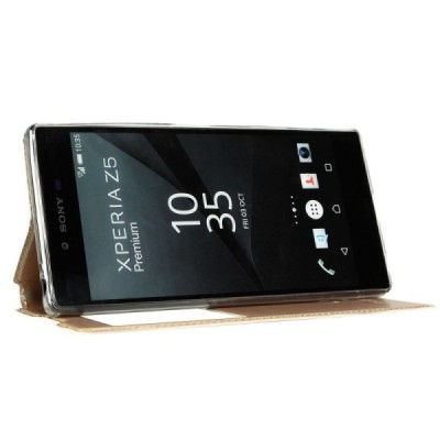 Sony Xperia Z5 Premium „Kalaideng“ Sun atvēramais zelta maciņš / Vacins.lv