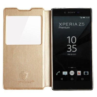 Sony Xperia Z5 Premium „Kalaideng“ Sun atvēramais zelta maciņš / Vacins.lv
