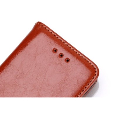 Apple iPhone 5S solīds atvēramais ādas brūns maciņš / Vacins.lv