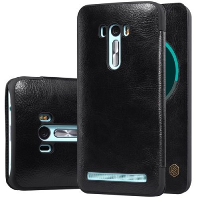 Greznais „Nillkin“ Qin sērijas ādas atvērams melns Asus Zenfone Selfie (ZD551KL) maciņš / Vacins.lv