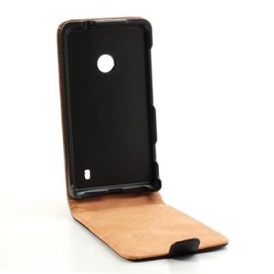 Nokia Lumia 520 klasisks ādas vertikāli atvēramais melns maciņš / Vacins.lv