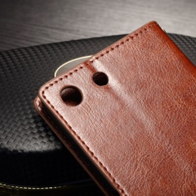 Sony Xperia M5 atvēramais ādas brūns maciņš (maks) / Vacins.lv
