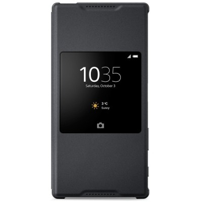 Oficiāls Sony Xperia Z5 Premium Style Cover Window melns atvērams maciņš SCR46 / Vacins.lv