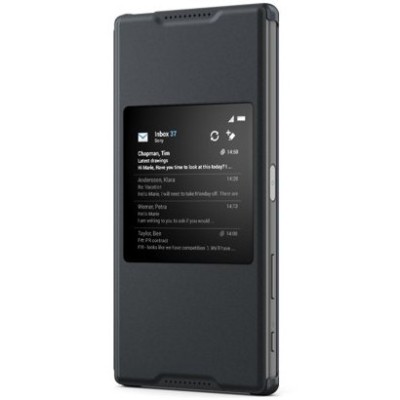 Oficiāls Sony Xperia Z5 Premium Style Cover Window melns atvērams maciņš SCR46 / Vacins.lv