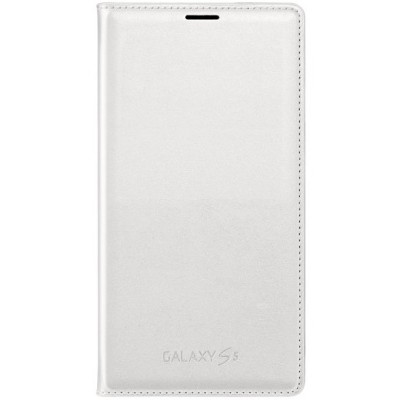 Samsung Galaxy S5 G900 (S5 Neo G903) oficiāls Flip Wallet Cover atvērams balts ādas maciņš (maks) / Vacins.lv