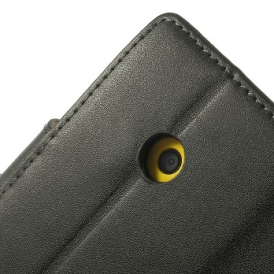 Juodas odinis atverčiamas Nokia Lumia 520 dėklas - piniginė / Priedai.lt
