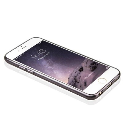 Apple iPhone 6 (6s) „Baseus“ Shining Case TPU silikoninis skaidrus permatomas itin plonas dėklas su juodu rėmeliu / Priedai.lt