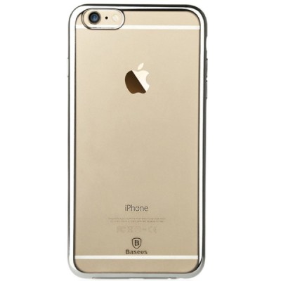 Apple iPhone 6 (6s) „Baseus“ Shining Case TPU silikoninis skaidrus permatomas itin plonas dėklas su sidabriniu rėmeliu / Priedai