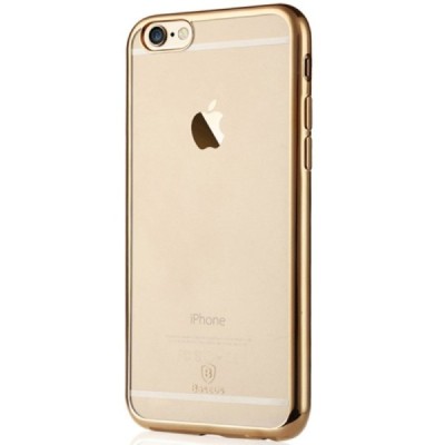 Apple iPhone 6S elegants „Baseus“ Shining dzidrs (caurspīdīgs) silikona apvalks (apmales zeltā krāsā) / Vacins.lv