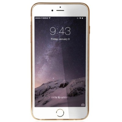 Apple iPhone 6 (6s) „Baseus“ Shining Case TPU silikoninis skaidrus permatomas itin plonas dėklas su auksiniu rėmeliu / Priedai.l