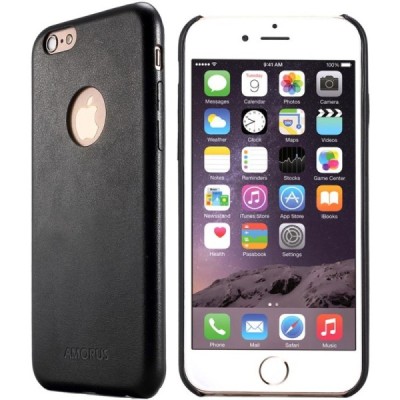 Apple iPhone 6s „Amorus“ Slim Leather melns ādas apvalks / Vacins.lv