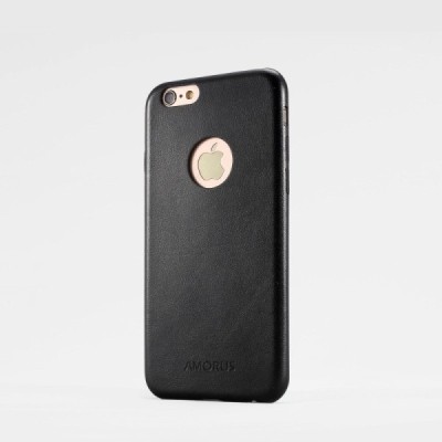 Apple iPhone 6s „Amorus“ Slim Leather melns ādas apvalks / Vacins.lv