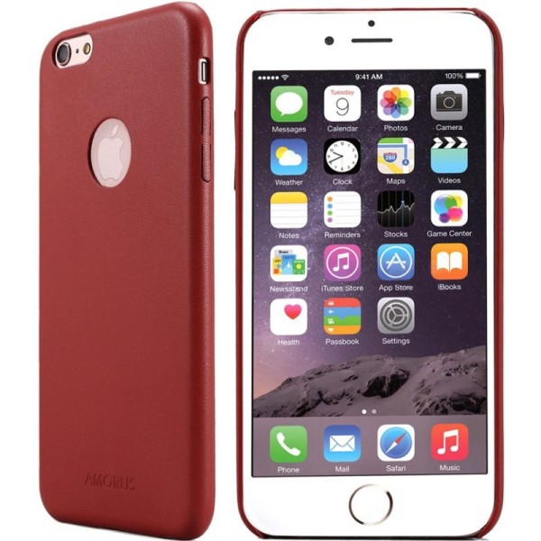 „Amorus“ Slim Leather ādas apvalks - sarkans (iPhone 6 / 6S)