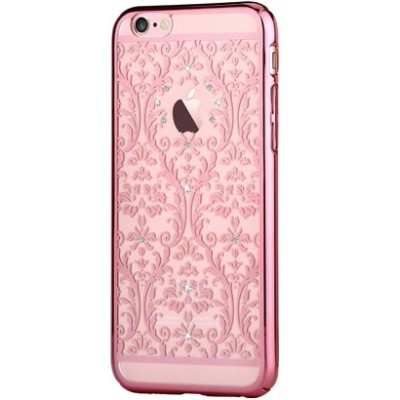 Apple iPhone 6 (6s) Devia Crystal Baroque Swarovski plastikinis skaidrus permatomas rožinis dėklas / Priedai.lt