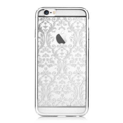Apple iPhone 6s Plus Devia Crystal Baroque Swarovski plastikinis skaidrus permatomas sidabrinis dėklas su kristalais / Priedai.l
