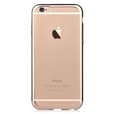 Apple iPhone 6S elegants „Devia“ Glitter dzidrs (caurspīdīgs) silikona apvalks (apmales zeltā krāsā) ar ekrāna aizsargstikls / V