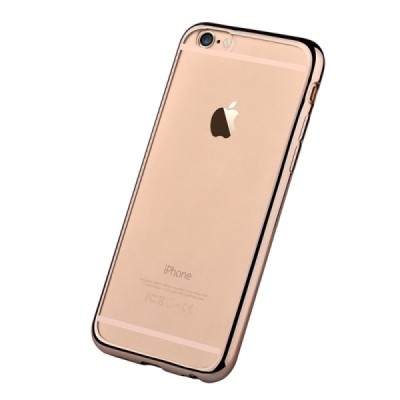 Apple iPhone 6S elegants „Devia“ Glitter dzidrs (caurspīdīgs) silikona apvalks (apmales zeltā krāsā) ar ekrāna aizsargstikls / V