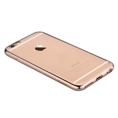 Apple iPhone 6S elegants „Devia“ Glitter dzidrs (caurspīdīgs) silikona apvalks (apmales zeltā krāsā) ar ekrāna aizsargstikls / V