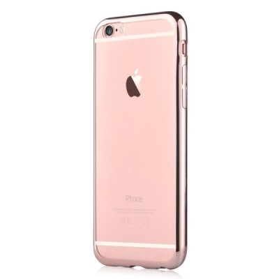 Apple iPhone 6S elegants „Devia“ Glitter dzidrs (caurspīdīgs) silikona apvalks (apmales rozā krāsā) ar ekrāna aizsargstikls / Va