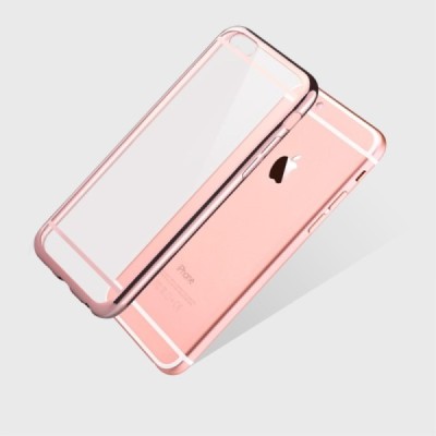 Apple iPhone 6S elegants „Devia“ Glitter dzidrs (caurspīdīgs) silikona apvalks (apmales rozā krāsā) ar ekrāna aizsargstikls / Va