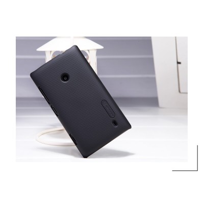 Nokia Lumia 520 Nillkin Frosted Shield melns plastmasas futrālis + ekrāna aizsargplēve / Vacins.lv