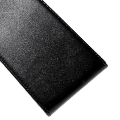 Sony Xperia Z5 Premium klasisks ādas vertikāli atvēramais melns maciņš / Vacins.lv