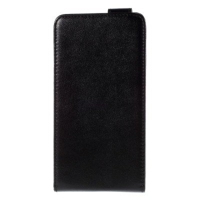 Huawei Mate S klasisks ādas vertikāli atvēramais melns maciņš / Vacins.lv