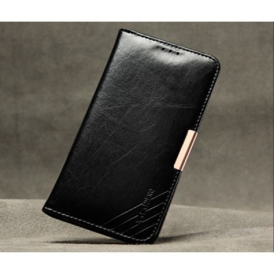Samsung Galaxy S6 Edge (G925) „Kalaideng“ Royale ādas atvēramais melns maciņš / Vacins.lv