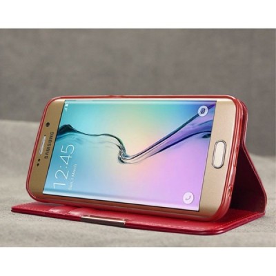 „Kalaideng“ Royale atverčiamas bordo odinis Samsung Galaxy S6 Edge (G925) dėklas / Priedai.lt