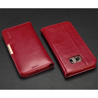 „Kalaideng“ Royale atverčiamas bordo odinis Samsung Galaxy S6 Edge (G925) dėklas / Priedai.lt
