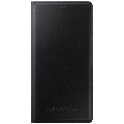 Samsung Galaxy S5 mini (G800) oficiāls Flip Cover atvērams melns ādas maciņš (maks) / Vacins.lv