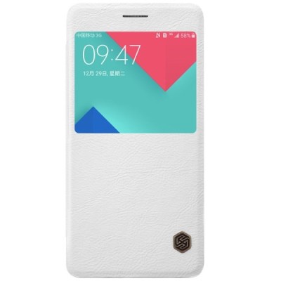 Greznais „Nillkin“ Qin sērijas ādas atvērams balts Samsung Galaxy A5 (2016) A510 maciņš / Vacins.lv