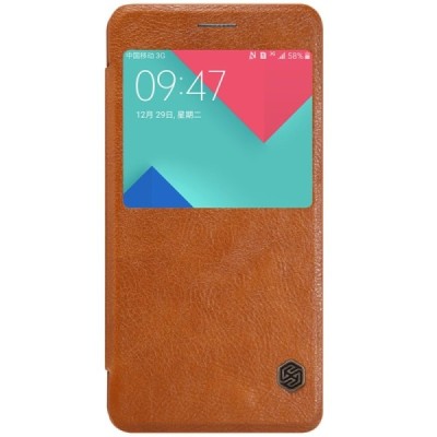 Greznais „Nillkin“ Qin sērijas ādas atvērams brūns Samsung Galaxy A5 (2016) A510 maciņš / Vacins.lv