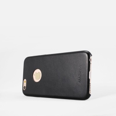 „Amorus“ Slim Leather Apple iPhone 6s Plus juodas odinis dėklas - nugarėlė / Priedai.lt