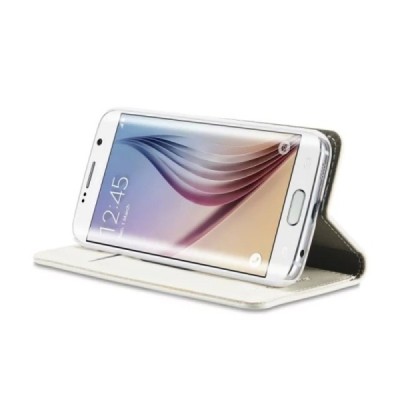 Samsung Galaxy S6 Edge (G925) „CaseMe“ solīds atvēramais ādas balts maciņš - maks / Vacins.lv
