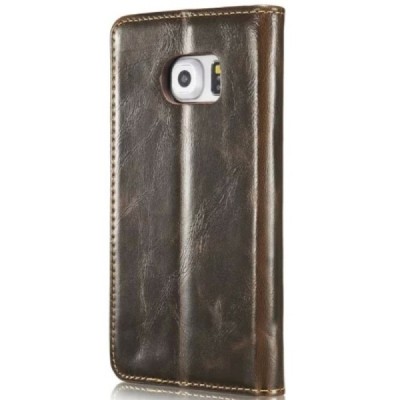 Samsung Galaxy S6 Edge (G925) „CaseMe“ solīds atvēramais ādas brūns maciņš - maks / Vacins.lv