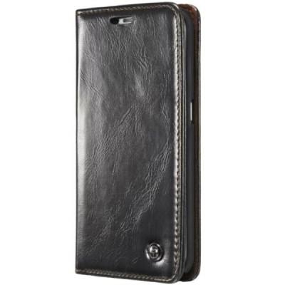 Samsung Galaxy S6 Edge+ Plus (G928) „CaseMe“ solīds atvēramais ādas melns maciņš - maks / Vacins.lv