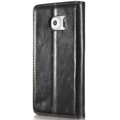 Samsung Galaxy S6 Edge+ Plus (G928) „CaseMe“ solidus atverčiamas juodas odinis dėklas - knygutė / Priedai.lt