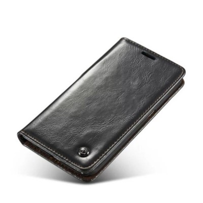Samsung Galaxy S6 Edge+ Plus (G928) „CaseMe“ solidus atverčiamas juodas odinis dėklas - knygutė / Priedai.lt