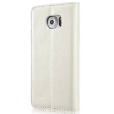 Samsung Galaxy S6 Edge+ Plus (G928) „CaseMe“ solidus atverčiamas baltas odinis dėklas - knygutė / Priedai.lt