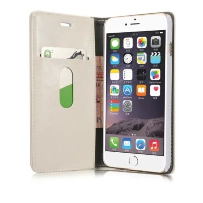 Apple iPhone 6 (6s) „CaseMe“ solidus atverčiamas baltas odinis dėklas - knygutė / Priedai.lt