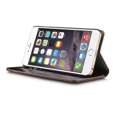 Apple iPhone 6 (6s) „CaseMe“ solīds atvēramais ādas brūns maciņš - maks / Vacins.lv