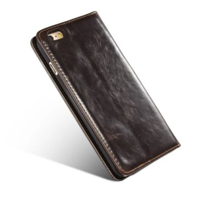 Apple iPhone 6 (6s) „CaseMe“ solīds atvēramais ādas brūns maciņš - maks / Vacins.lv