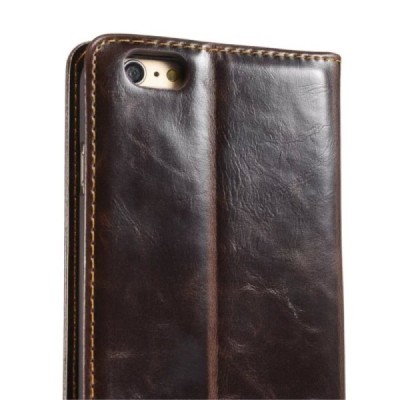 Apple iPhone 6 (6s) „CaseMe“ solīds atvēramais ādas brūns maciņš - maks / Vacins.lv
